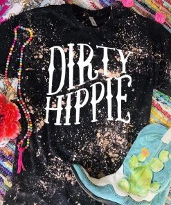 Thelattimoreclaim Dirty Hippie Bleached Black Tee