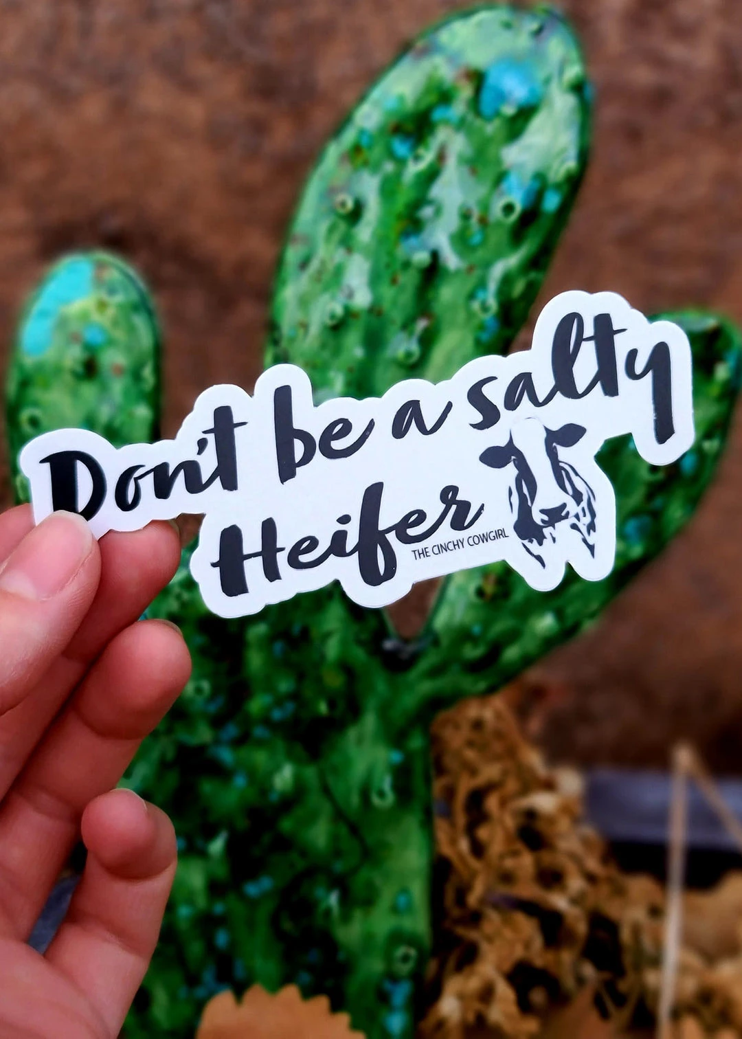 Don't Be A Salty Heifer Sticker - Cinchy Cowgirl Stickers for Accessories & Gifts 3 The Cinchy Cowgirl Stickers Don't Be A Salty Heifer Sticker