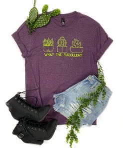 The Cinchy Cowgirl Clothing Eggplant What The Fucculent Short Sleeve Tee