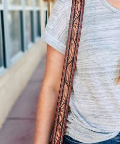 American Darling Feather Tooled Purse Strap