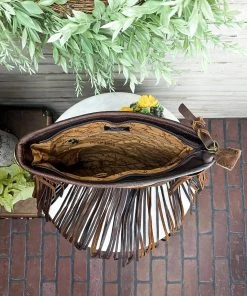 American Darling Concealed Carry Floral Tooled Fringe Cowhide Handbag Handbags & Wallets