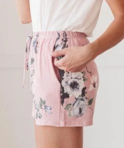 Ave Shops Floral Wild Side Lounge BOTTOMS In Mauve