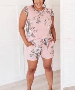 Ave Shops Floral Wild Side Lounge BOTTOMS In Mauve