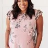 Ave Shops Floral Wild Side Lounge TOP In Mauve Clothing