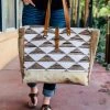 Myra Two Tone Geometrical Cowhide Weekender Bag