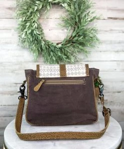 Myra Gray & Cream Aztec Buckle Crossbody Handbag