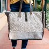 Myra Handbags & Wallets Grey Paisley Cowhide Weekender Bag