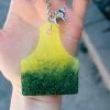 The Cinchy Cowgirl Accessories, Gifts & More Green & Yellow Ear Tag Keychain