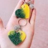 The Cinchy Cowgirl Accessories, Gifts & More Green & Yellow Heart (Set Of 2) Keychain