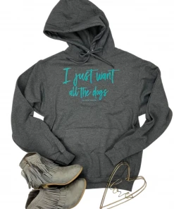The Cinchy Cowgirl Grey I Just Want All The Dogs Hoodie Clothing
