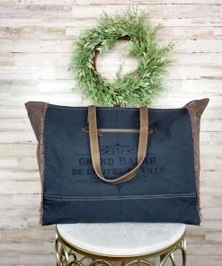 Myra Handbags & Wallets Grey Paisley Cowhide Weekender Bag