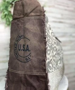 Myra Handbags & Wallets Grey Paisley Cowhide Weekender Bag