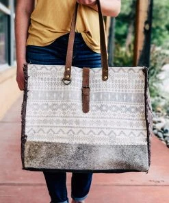 Myra Grey & Cream Cowhide Aztec Weekender Bag