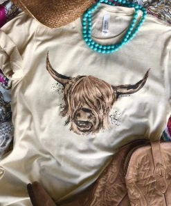 Thelattimoreclaim Cream Highland Cow Tee Featured Graphic Tees