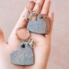 The Cinchy Cowgirl Accessories, Gifts & More Champagne & Holographic Silver Heart (Set Of 2) Keychain