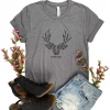 The Cinchy Cowgirl CLOSEOUT- Charcoal Deer Short Sleeve Graphic Tee
