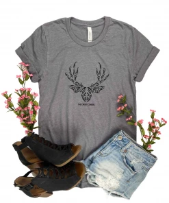 The Cinchy Cowgirl CLOSEOUT- Charcoal Deer Short Sleeve Graphic Tee