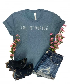 The Cinchy Cowgirl Clothing Heather Slate Pet Your Dog Short Sleeve Tee