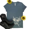 The Cinchy Cowgirl Clothing Heather Slate Cool Cow Side Short Sleeve Tee