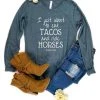 The Cinchy Cowgirl Clothing Heather Slate Eat Tacos Long Sleeve Graphic Tee