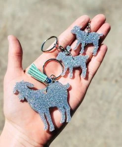 The Cinchy Cowgirl Holographic Silver Goat (Set Of 3) Keychain Resin Keychains
