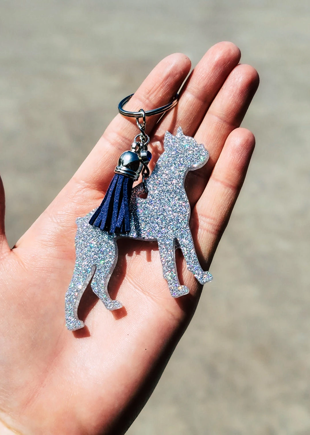 The Cinchy Cowgirl Holographic Silver Boxer Keychain | Unique Resin Keychain Accessory 3 The Cinchy Cowgirl Holographic Silver Boxer Keychain Resin Keychains