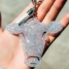 The Cinchy Cowgirl Holographic Silver Cow Head Keychain >> MEGA SALE <<