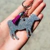 The Cinchy Cowgirl Resin Keychains Holographic Silver Cow Keychain