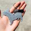 The Cinchy Cowgirl Holographic Silver Frenchie Keychain Resin Keychains