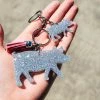 The Cinchy Cowgirl Resin Keychains Holographic Silver Pig & Piglet (Set Of 2) Keychain