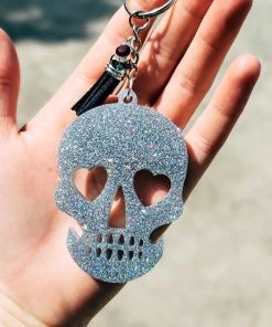The Cinchy Cowgirl Holographic Skull Keychain Resin Keychains