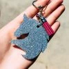 The Cinchy Cowgirl Silver Holographic Horse Keychain - Unique Resin Keychain Accessory 2 The Cinchy Cowgirl Silver Holographic Horse Keychain