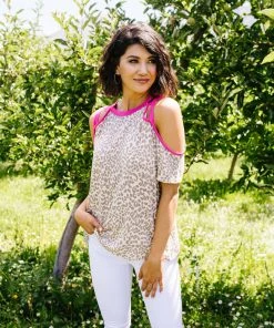 Ave Shops Hot Pink Trim & Spots Top Clothing