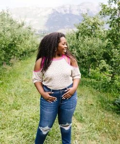 Ave Shops Hot Pink Trim & Spots Top Clothing