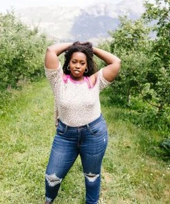 Ave Shops Hot Pink Trim & Spots Top Clothing