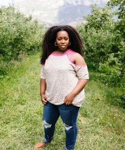 Ave Shops Hot Pink Trim & Spots Top Clothing