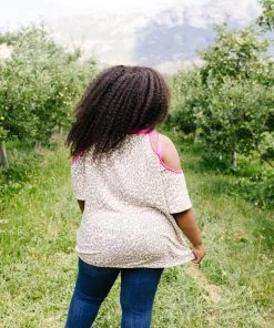 Ave Shops Hot Pink Trim & Spots Top Clothing