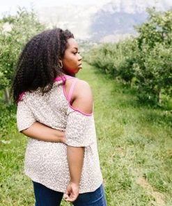 Ave Shops Hot Pink Trim & Spots Top Clothing