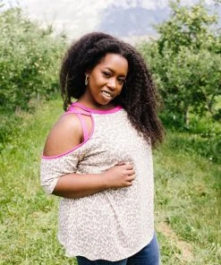 Ave Shops Hot Pink Trim & Spots Top Clothing