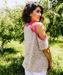 Ave Shops Hot Pink Trim & Spots Top Clothing