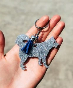 The Cinchy Cowgirl Resin Keychains Holographic Silver Akita/Husky Keychain