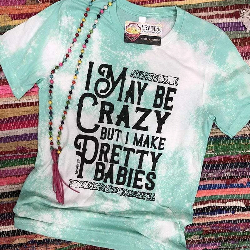 Thelattimoreclaim Featured Graphic Tees: I May Be Crazy Bleached Mint Graphic Tee - Casual Comfort Fit 3 Thelattimoreclaim Featured Graphic Tees Bleached Mint I May Be Crazy Graphic Tee