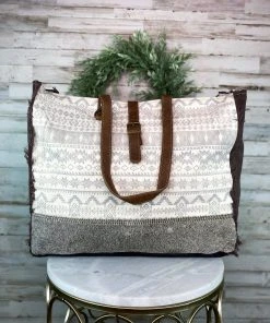 Myra Grey & Cream Cowhide Aztec Weekender Bag