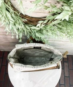 Myra Ivory Vintage Floral Cowhide Handbag