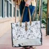 Myra Handbags & Wallets Black Cowhide & Ivory Floral Weekender Bag