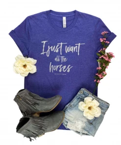 The Cinchy Cowgirl Lapis I Just Want All The Horses Graphic Tee