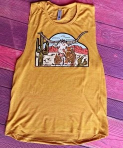Thelattimoreclaim Mustard Laredo Longhorn Tank Featured Graphic Tees