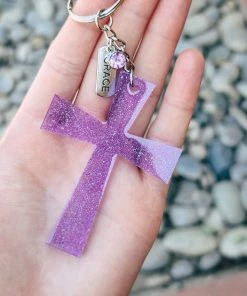 The Cinchy Cowgirl Lavender Grace Cross Keychain