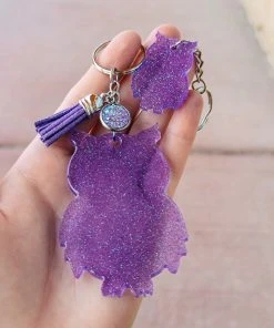 The Cinchy Cowgirl Lavender Owl (Set Of 2) Keychain