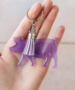 The Cinchy Cowgirl Accessories, Gifts & More Lavender Pig Keychain